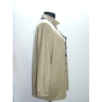 Melanżowy luźny sweter OVERSIZE z golfem - miodowy